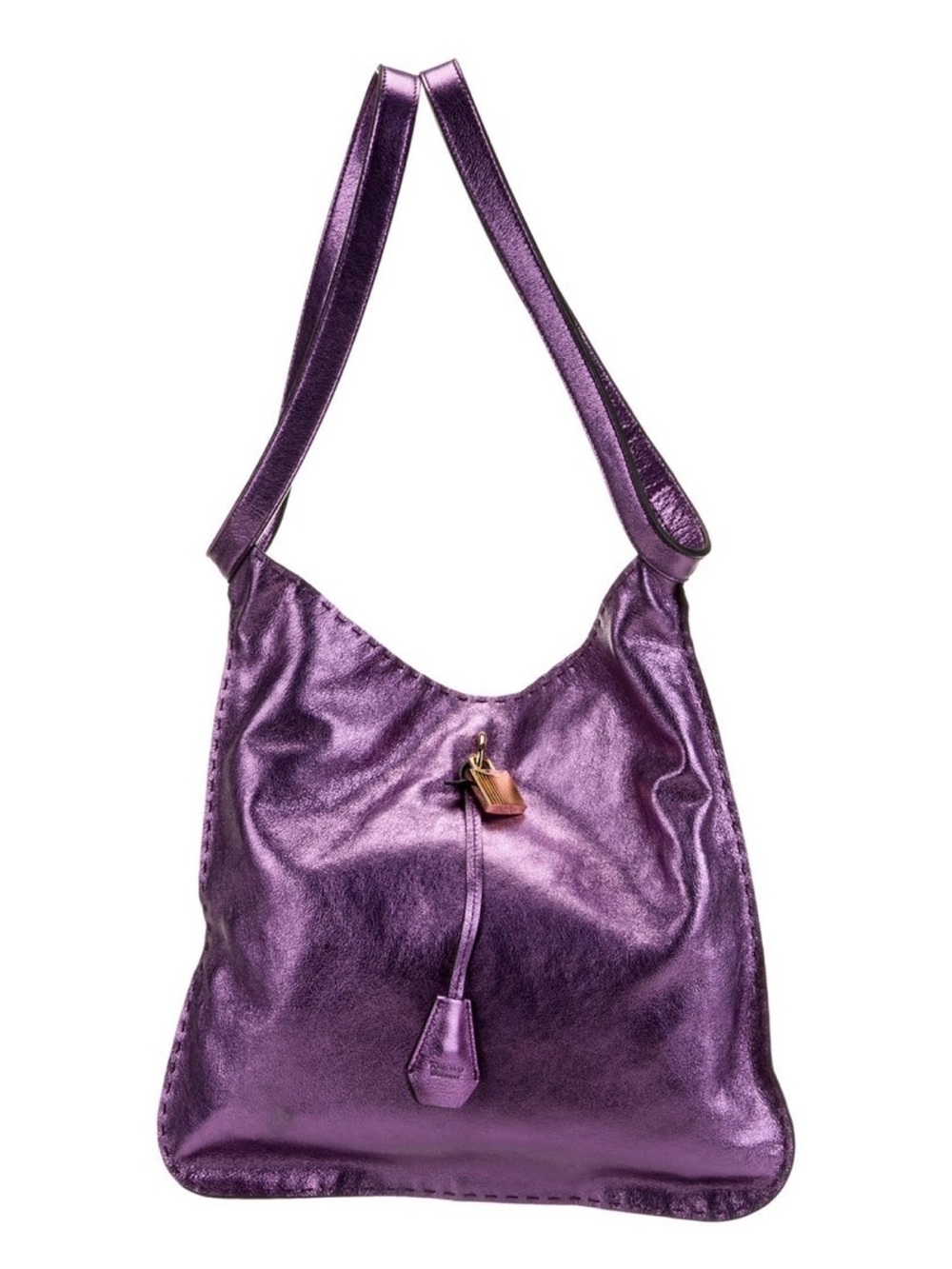 Tom Ford Metallic Leather Purple Shoulder Bag